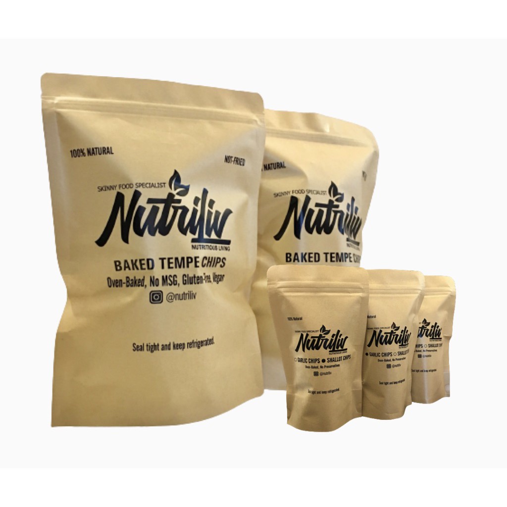 

Mix Nutriliv Baked Tempe Chips, Baked Garlic Chips, Baked Shallot Chips