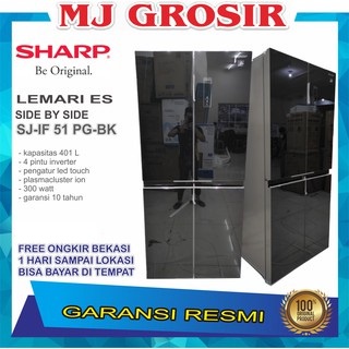 KULKAS SHARP SJ-IF 51 PG-BK LEMARI ES 4 PINTU SIDE BY SIDE SJ IF 51 PGBK