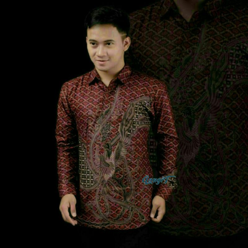 KEMEJA BATIK PRIA LENGAN PANJANG HITAM MANIS M L XL XXL