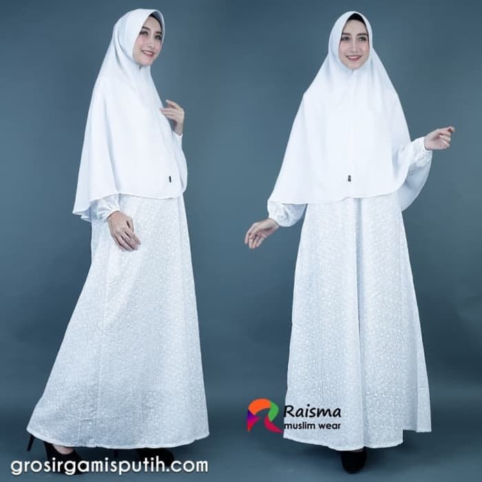Gamis Putih SETELAN SYARI PUTIH GAMIS SYARI PUTIH SET JILBAB Terbaru Murah