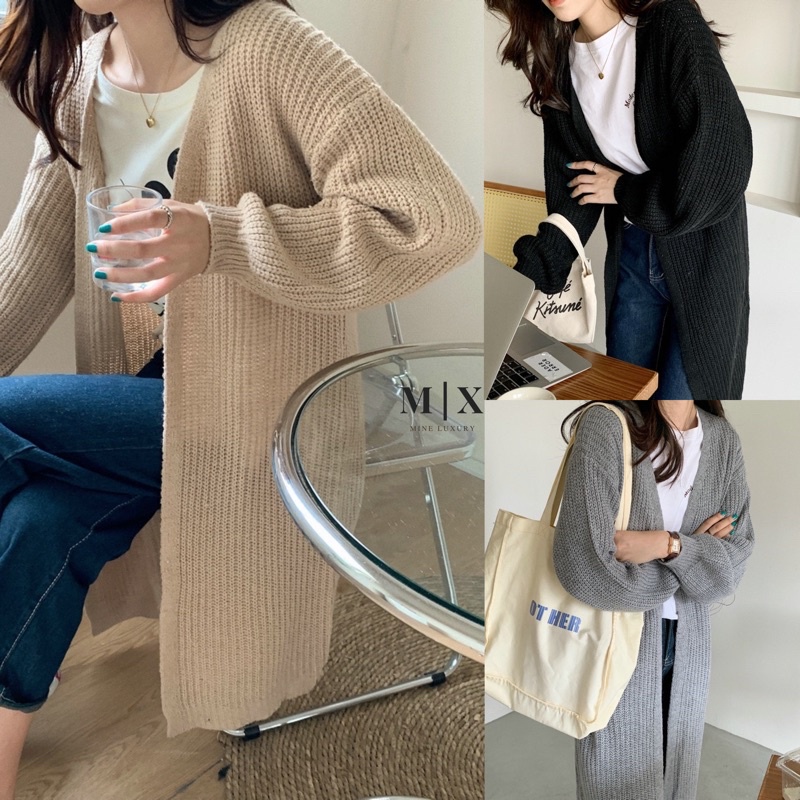 KNIT OUTER CARDIGAN IMPORT JAKET WANITA PANJANG MIDI LONG MX947