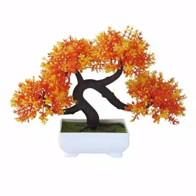 COD BUNGA BONSAI  BUNGA PLASTIK BUNGA ARTIFISIAL BUNGA PAJANGAN IMITASI TANAMAN  HIAS PLASTIK BP8810-ORANGE