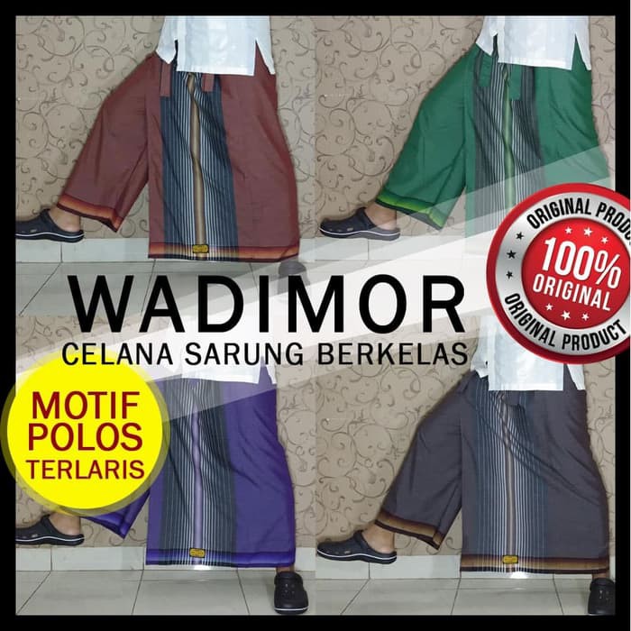 MUSLIM PRIA, BAWAHAN, SARUNG CELANA WADIMOR WARNA POLOS GARIS2 PUTIH, HARGA GROSIR