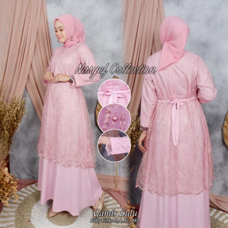 gamis lulu / gamis satin Velvet / gamis mewah / gamis kondangan / gamis pesta murah / gamis tile