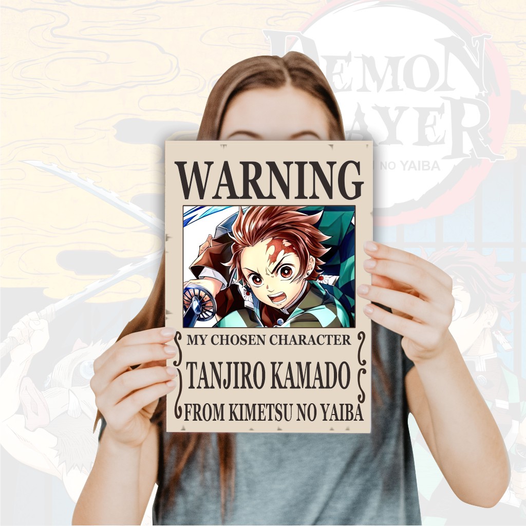 Poster Anime Warning Kimetsu No Yaiba Demon Slayer Koleksi A4 - Tanjiro Nezuko Inosuke Zenitsu Giyu Rengoku-3