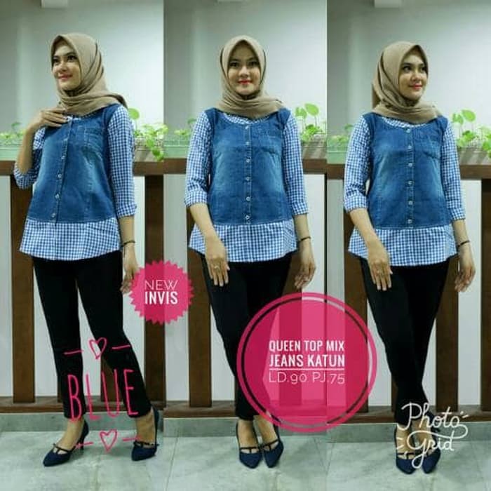 kemeja wanita queen top VERO katun jeans original