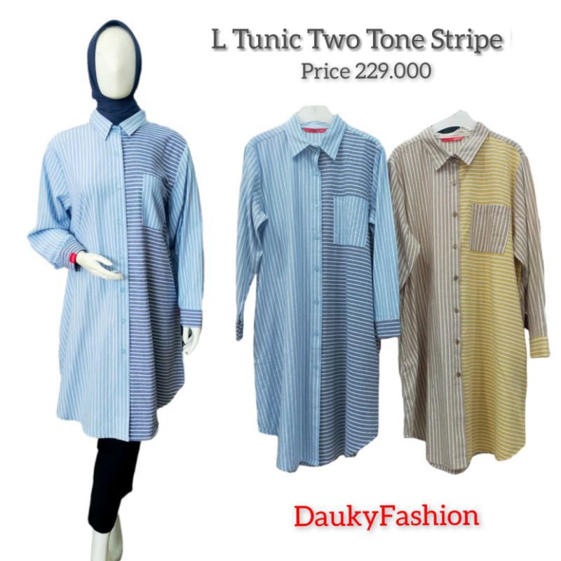 L tunik two tone stripe dauky -Tunik dauky