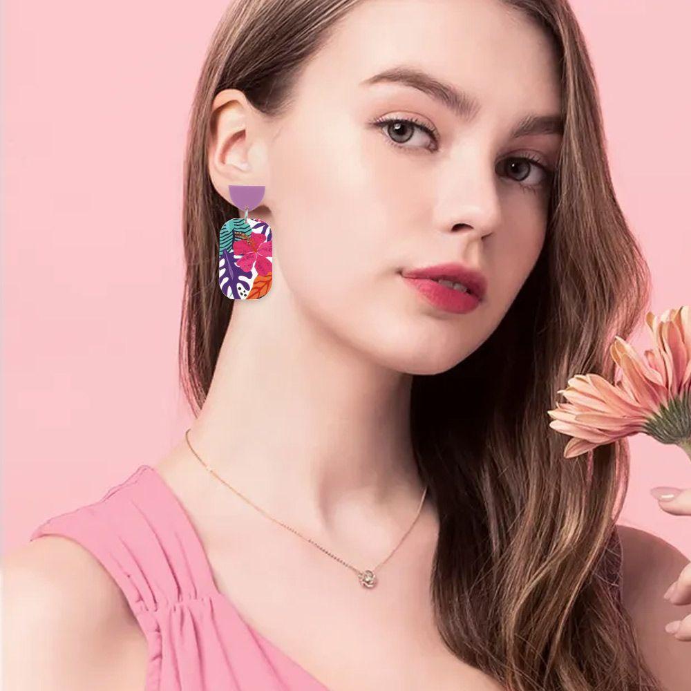 Lily Flora Menjuntai Anting Fashion Perhiasan Aksesoris Grafiti Bunga Ringan