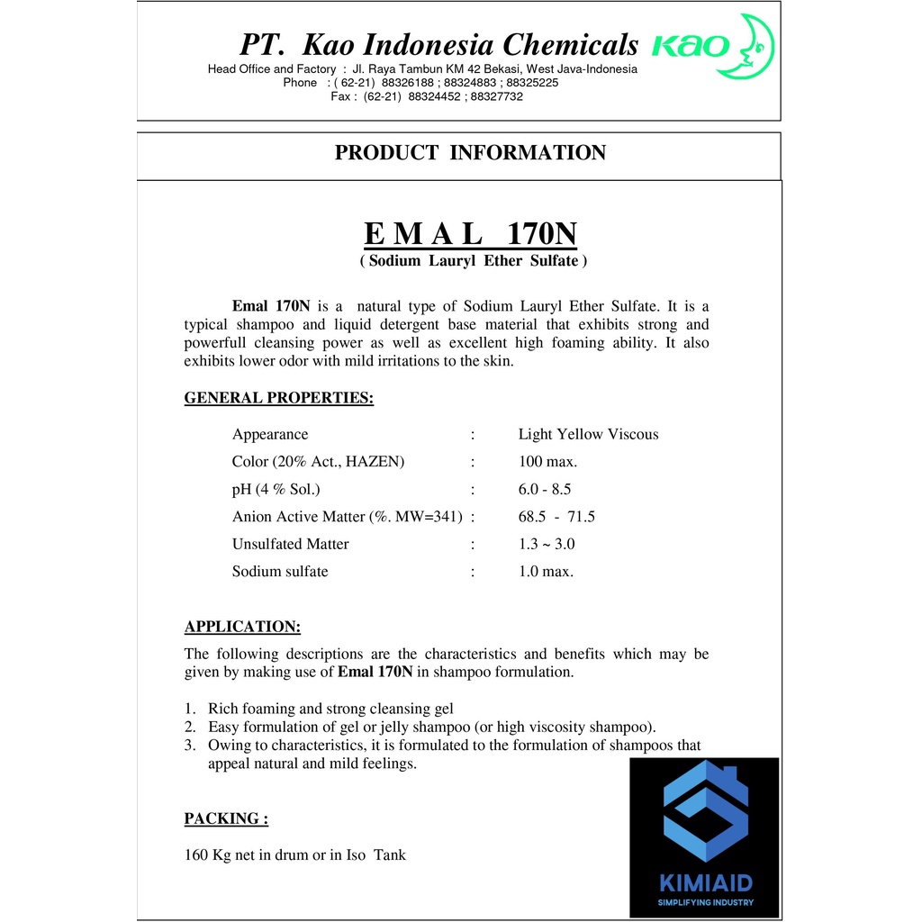 Texapon 1Kg - SLES - Emal 270N - Emal Jelly - Texapon N70 Kao -  Bahan Sabun Deterjen