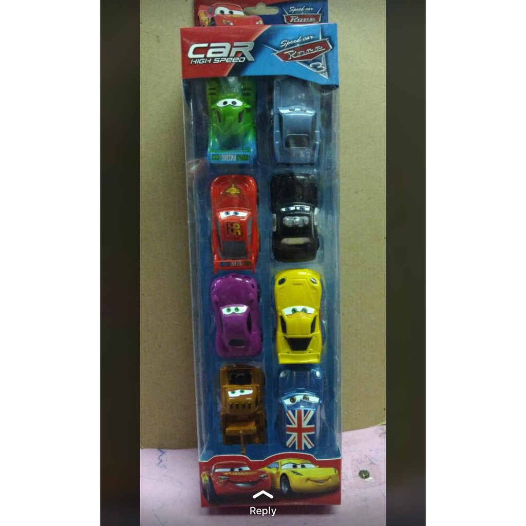 Mainan figure cars isi 8pc race speed mobil balap mcqueen box plastik high