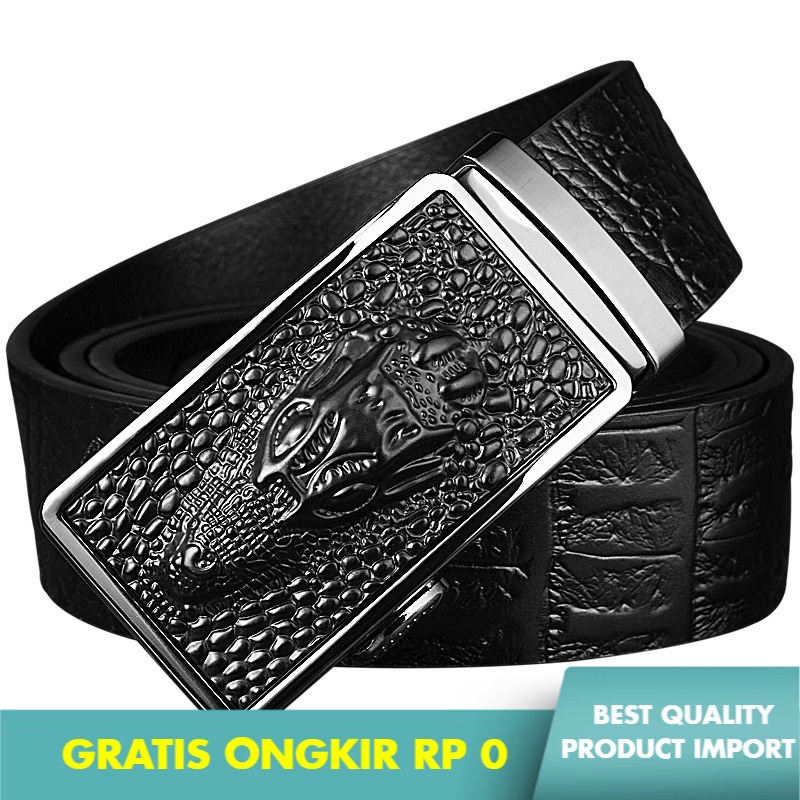 Sabuk Pria Gesper Sabuk Pria Otomatis Gesper Kulit Bisnis Pria Muda Asli Belt Mos Korea Buaya Pola M