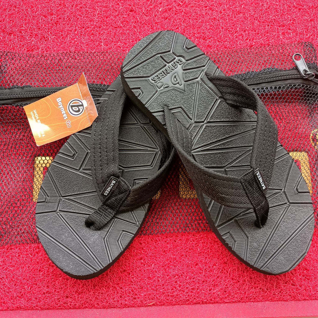 Sandal japit outdoor gunung pria baynees warna full hitam ukuran (33-42), kuat dan awet, cocok untuk harian atau berpergian buruan checkout bisa COD