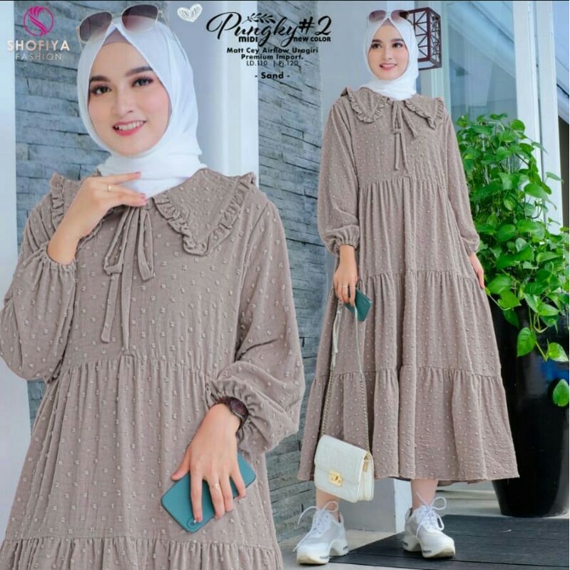 PUNGKY MIDI DRESS GAMIS PREMIUM URAGIRI RAYON ORIGINAL100% HIGH QUALITY100%