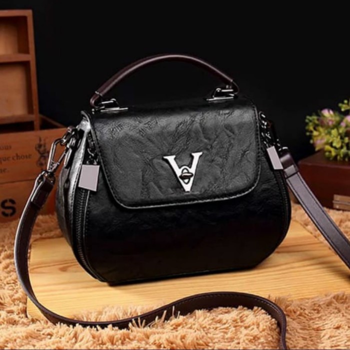 Sling Bag Wanita Tas Murah Branded Terbaru handbag mini wanita model V fashion Hitam Mewah Kerja Mas