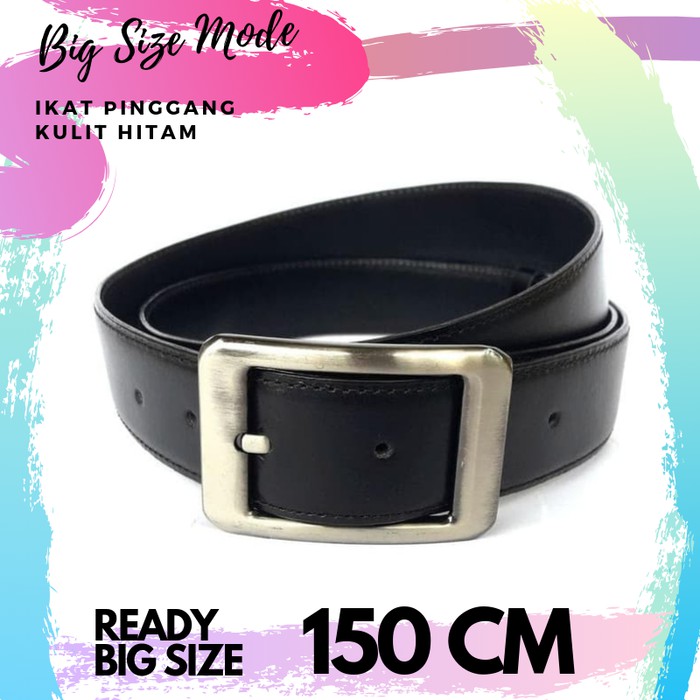 Dijual ikat pinggang kulit pria big size 150 cm sabuk kulit jumbo 150cm belt - Hitam Diskon