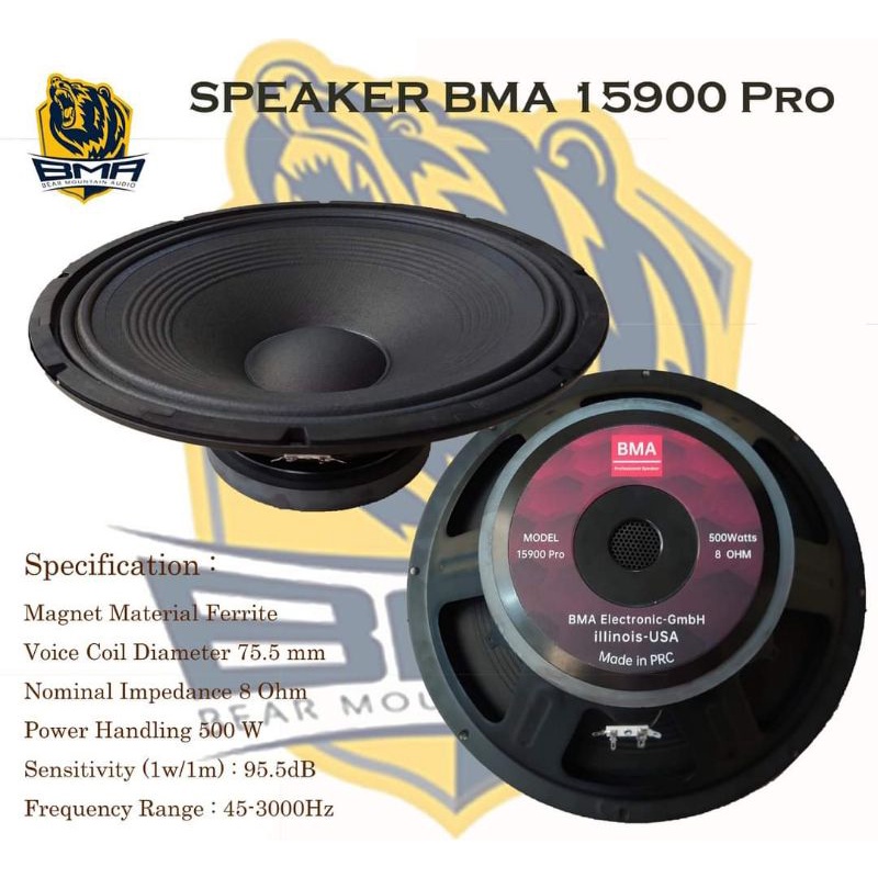 speaker bma 15 Inch 15900 pro coil 3 in