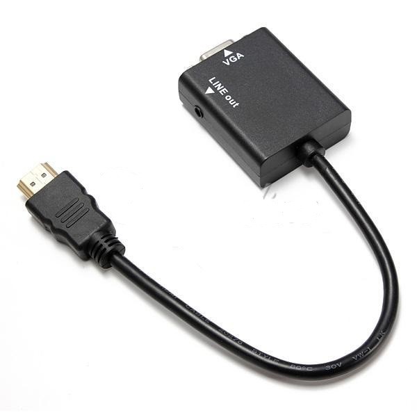 Kabel Adapter HDMI ke VGA Female Dengan Port Audio - HD008 - APIPFSBK Black