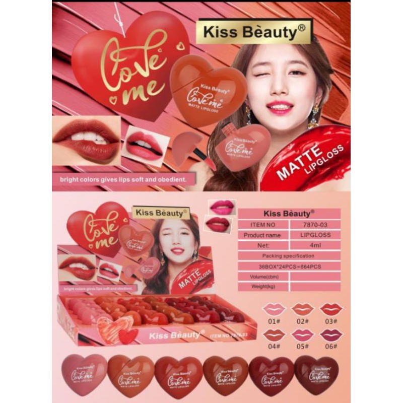 [PER BOX] LIP GLOSS KISS BEAUTY LOVE ME MATTE NO.7870-03/PEACH NO.70080