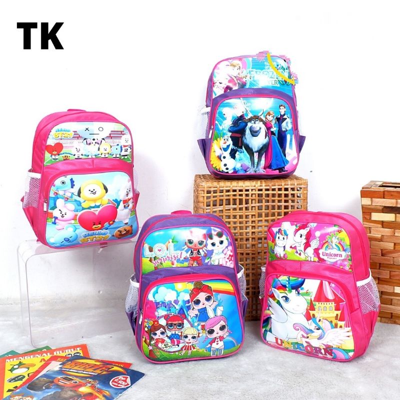 TAS RANSEL LAMPU LED  ANAK TK / PAUD / Tas Ransel Sekolah BT21/Tas Ransel Batok 3D/Tas Ransel Karakter BT21