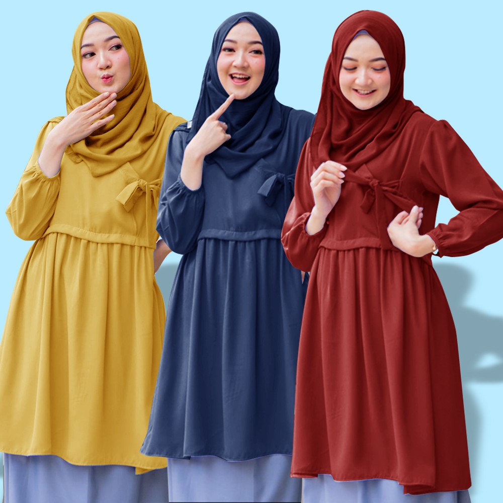 Sofia Tunik Mosscrepe  Tunik Wanita  Tunik Jumbo cleo