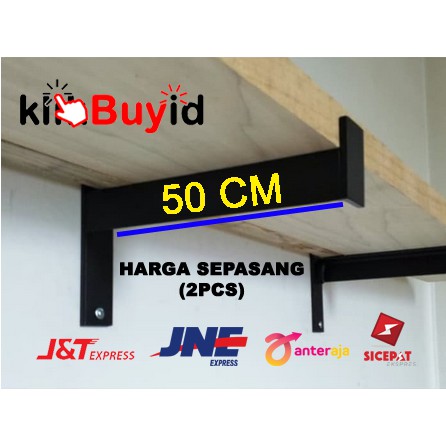 RAK SIKU BESI PENYANGGA PAPAN AMBALAN panjang 40cm, 50cm sepasang 2Pcs