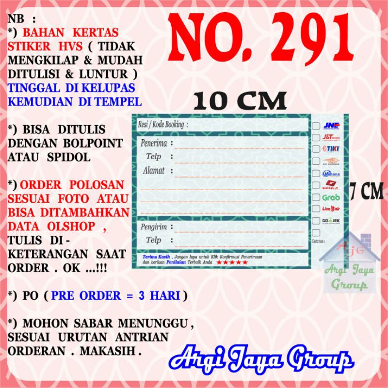 

Stiker HVS - Stiker Pengiriman - Sticker Alamat Olshop Murah Nomer 291-10x7cm