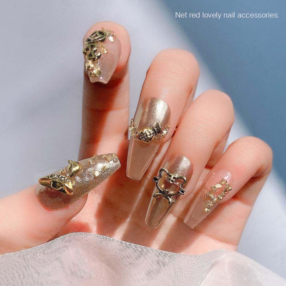 Mxbeauty Ingots / Tahun Baru Cina / Imlek Bahan Alloy Warna Gold Untuk Aksesoris Nail Art 2022|Alat Nail Art DIY