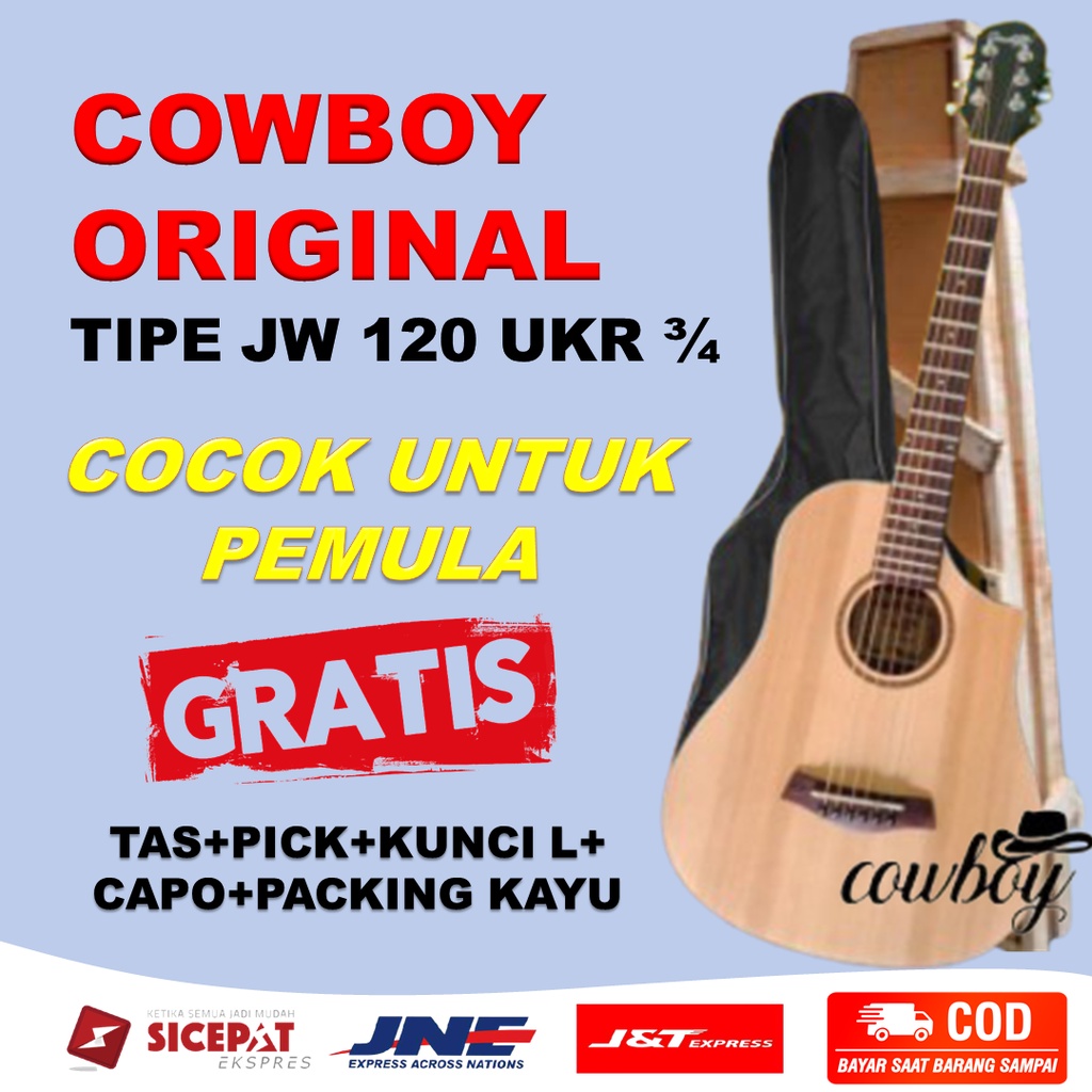 Gitar Akustik Cowboy Original Ukuran 3/4 JW 120 NA NS Murah Senar String