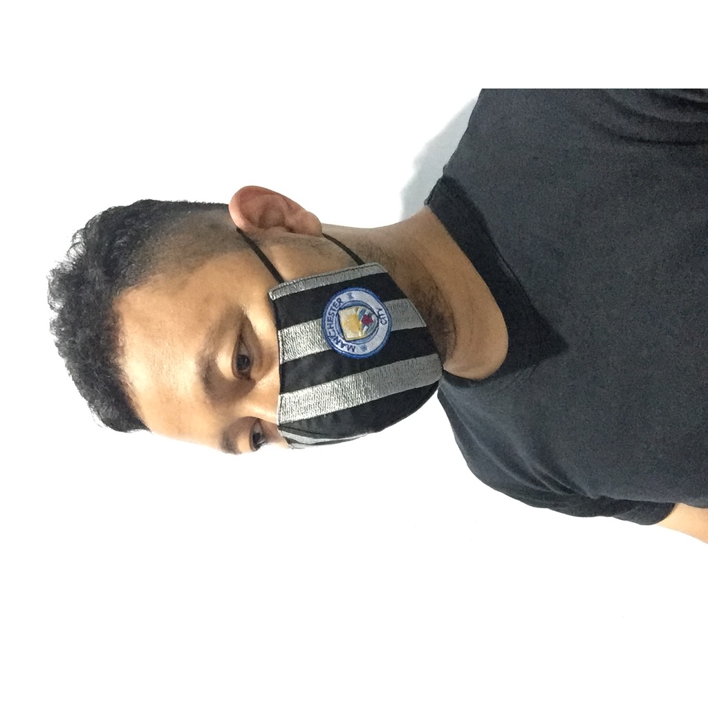 Masker Manchester City (bordir &amp; 3 ply)