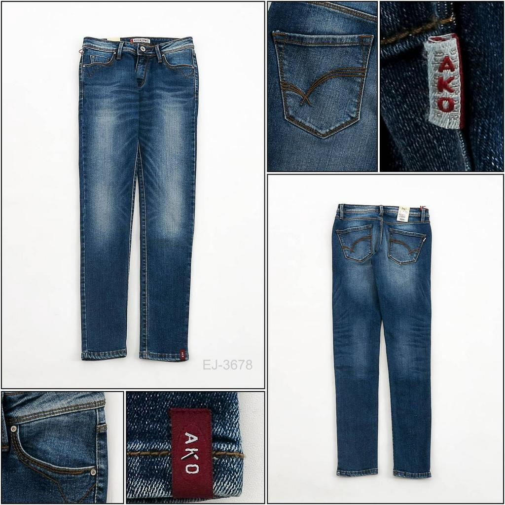 [045003678] Celana Jeans Cewek Stretch Panjang Biru tua Ako S-2XL