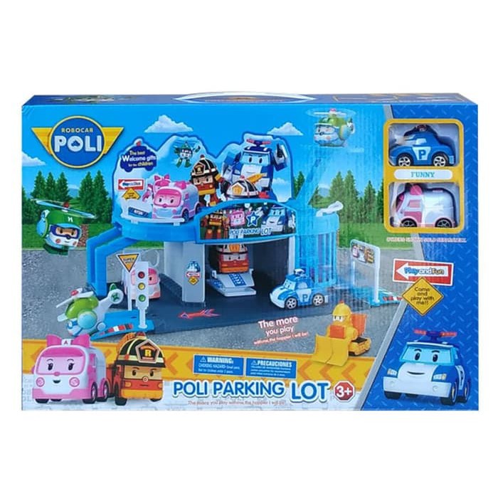 Hot Promo Mainan Anak - Robocar Poli Parking Lot Play Set Amber Heli Roy Mobil