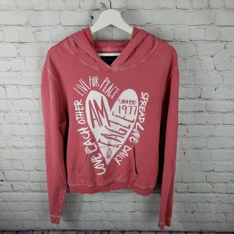 Hoodie American Eagle Peach jaket sweater branded wanita