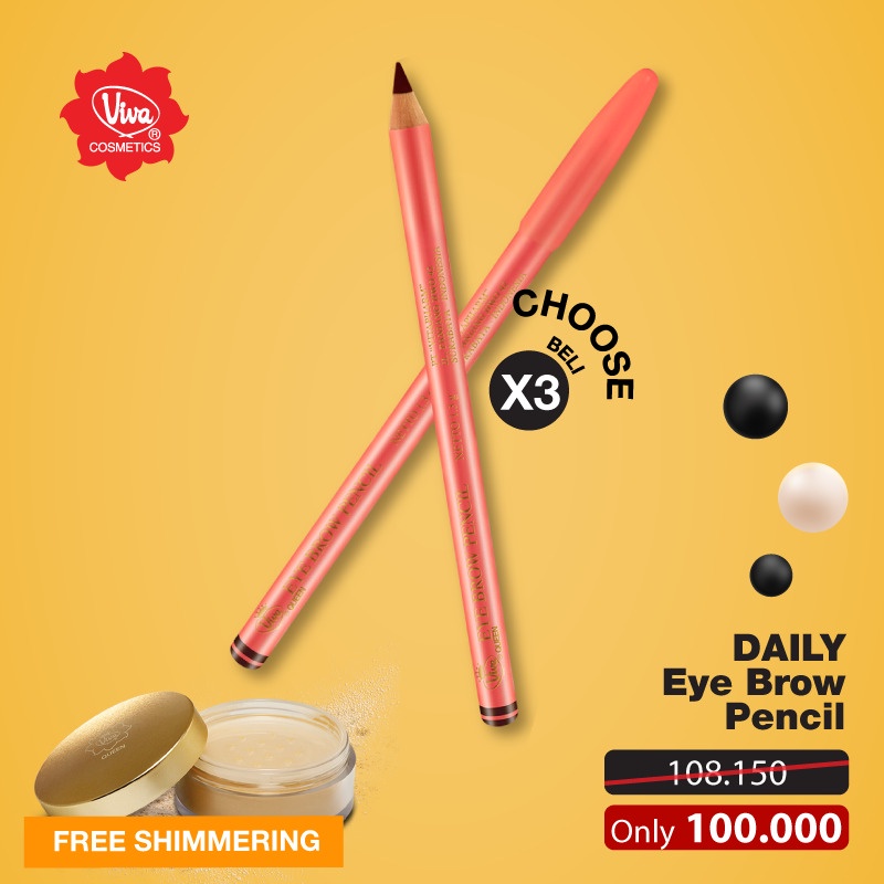 Paket 3 Pensil Alis Eye Brow Pencil Shimmering Loose Powder Viva