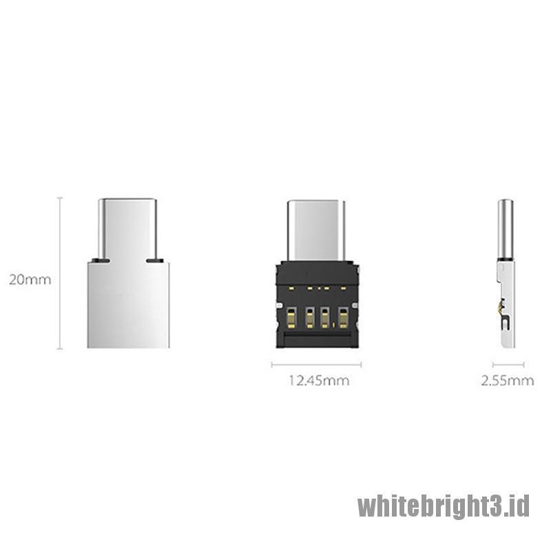 &lt; White3 &gt; Adapter Konverter OTG USB-C 3.1 Tipe-C Male Ke USB Female