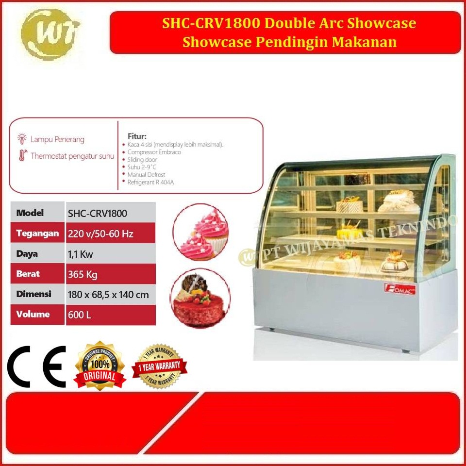SHC-CRV1800 Double Arc Showcase – Showcase Pendingin Makanan