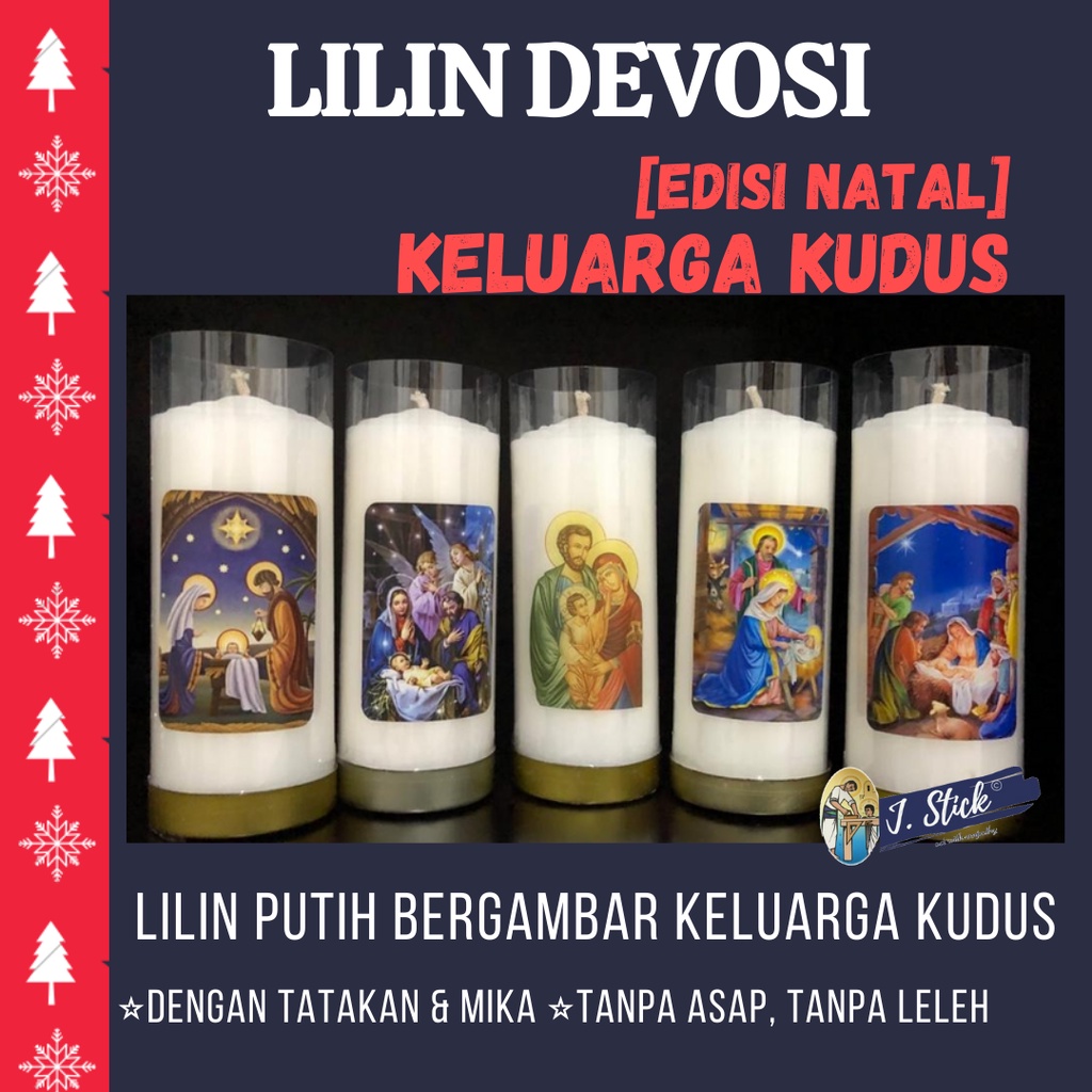 Lilin Rohani Katolik, Lilin Doa, Lilin Natal, Keluarga Kudus 14 cm (1pc)