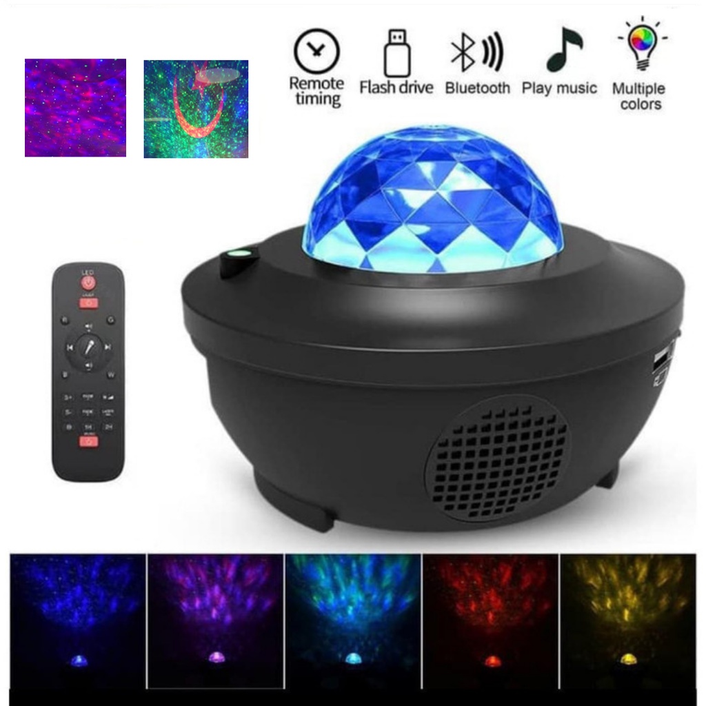 Lampu Tidur Proyektor Projector Langit Bulan Bintang Smart Wifi LED Speaker