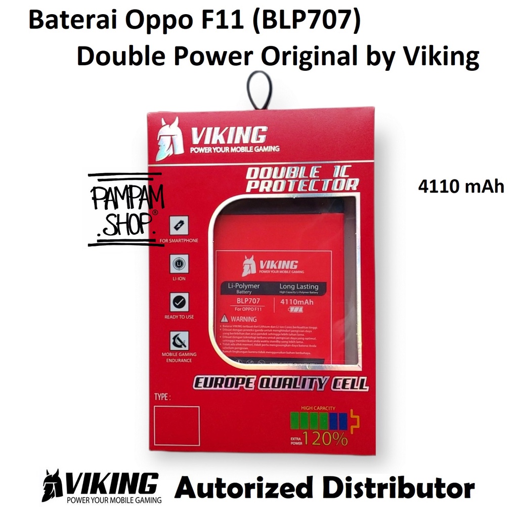 Baterai VIKING Double Power Original Oppo F11 BLP707 Batre Batrai Battery Ori Dual BLP 707