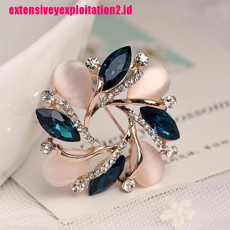 &lt; E2id &amp; &gt; 1pc Bros Pin Bunga Bauhinia Hias Kristal Aksesoris Dress Wanita