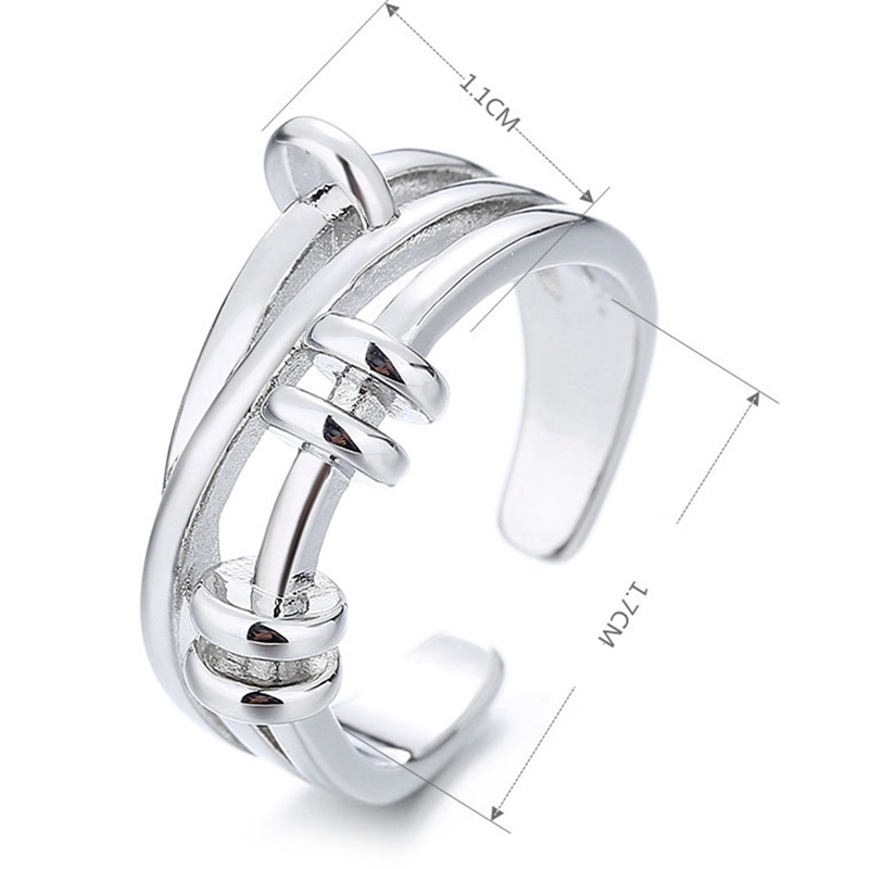 Charms Cincin Rantai Model Terbuka Bahan Stainless Steel Gaya Punk Retro Untuk Wanita