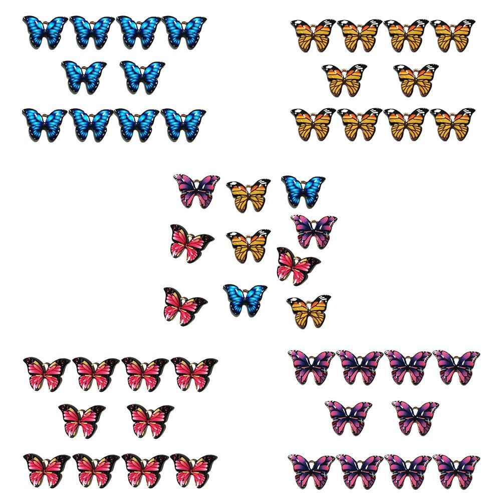 R-flower 10pcs/lot Colorful Butterfly Charms Handmade Gelang DIY Enamel Metal