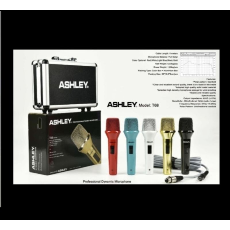 Ashley mic kabel t68 t 68 garansi original microphone