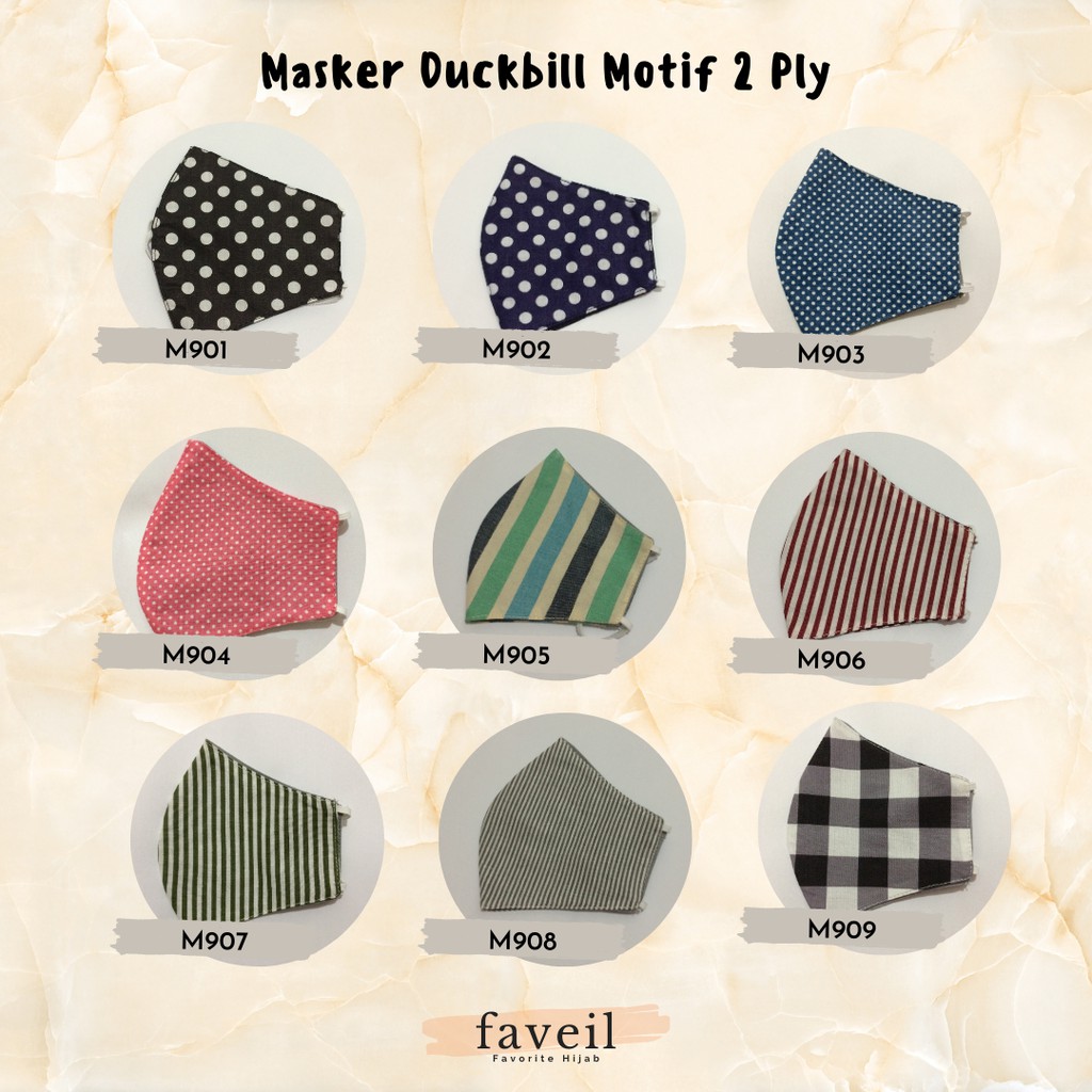 Masker Kain Duckbill Motif 2 Ply (Earloop/Headloop)