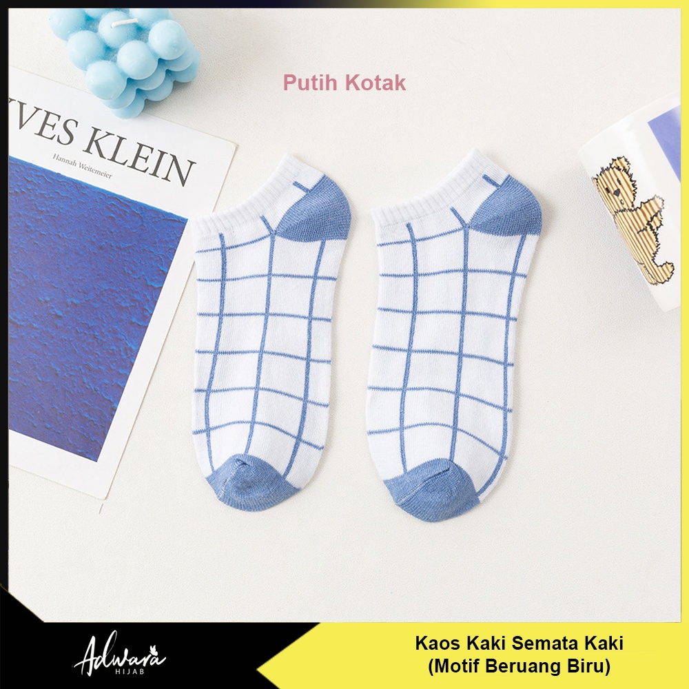 Kaos Kaki Pendek Semata Kaki Motif Bear Cute Blue / Kaos Kaki Pendek Wanita Beruang Biru