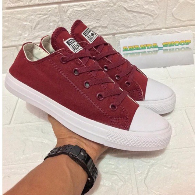 Sepatu sneaker sekolah ct2 maroon +box