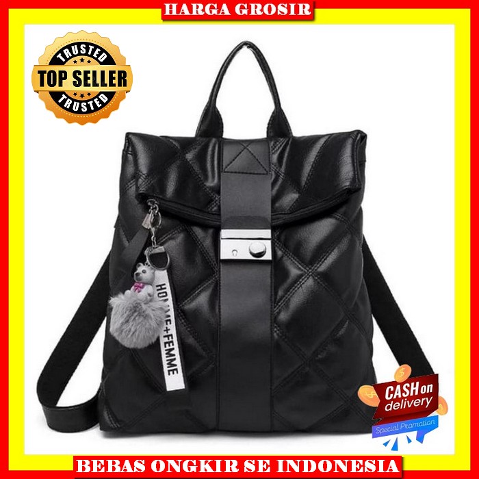 Tas Ransel Batam Wanita Cantik Import Kulit Tebal Ransel Azela D20233 Fashion Wanita Restok 254 Back