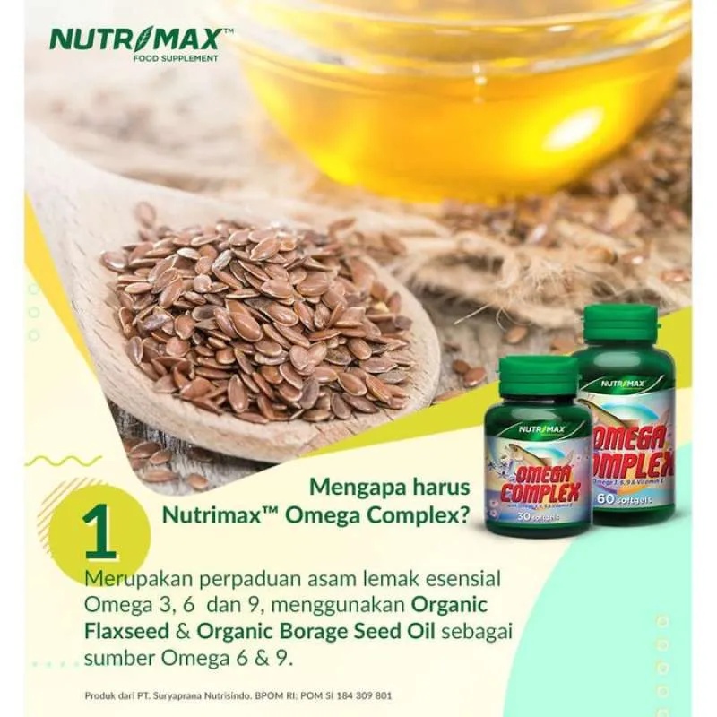 Nutrimax Omega Complex Omega 3 6 9 Plus Vitamin E Isi 30 Tablet - Minyak Ikan Fish Oil - Sofit