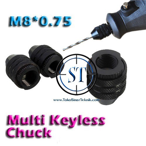 Multi Chuck Keyless M8x0.75 Drat Pendek Tanpa Collet utk Mini Grinder Gerinda Drill Bor Dremel MAta Bor HSS