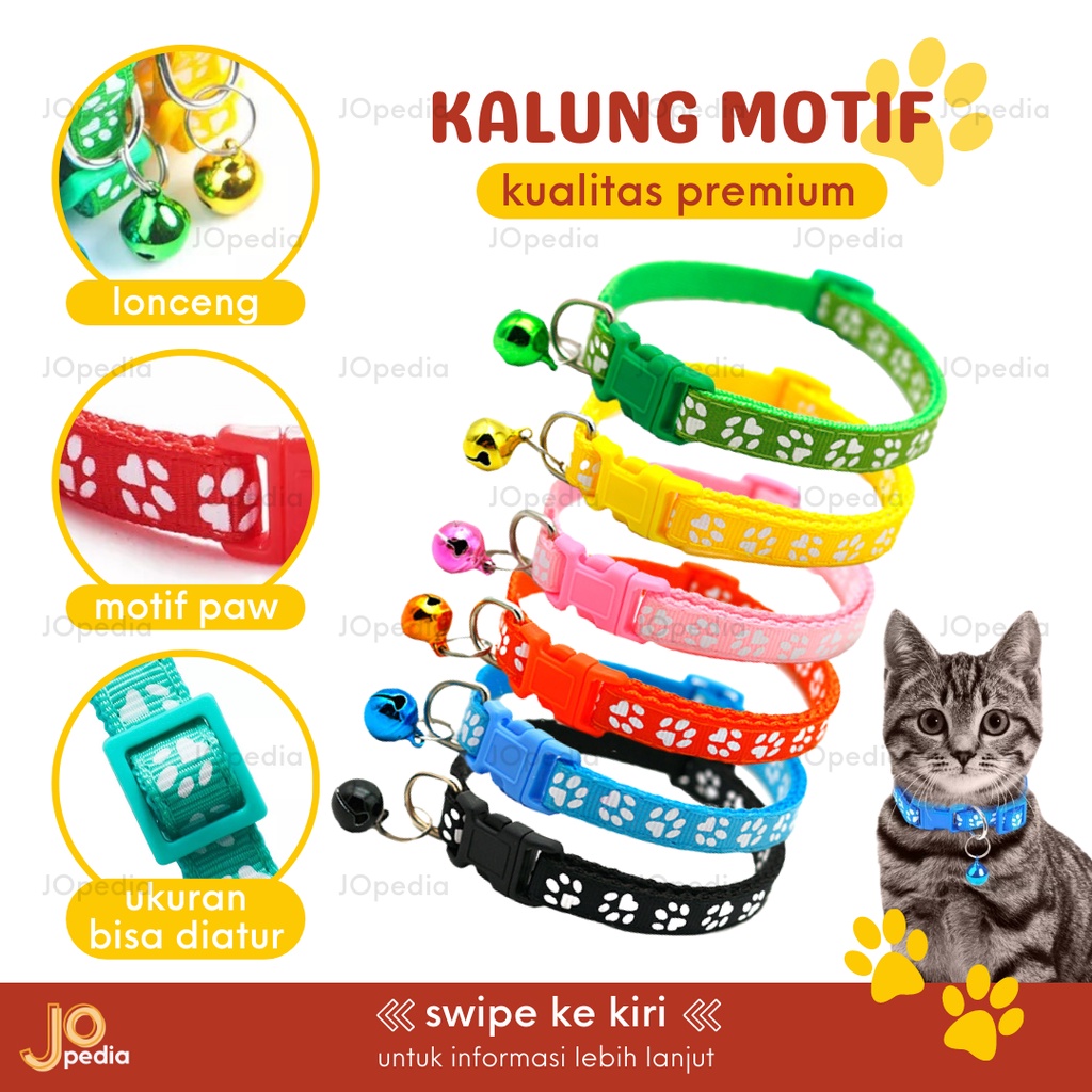 KALUNG Kucing Anjing Kelinci Motif Paw Kalung Lonceng Dog Cat Collar Bell