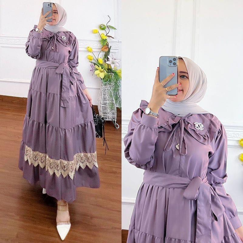 ARAFAH DRESS BO/MC Bahan MOSSCREPE LD 110 CM PB 140 CM  BAJU GAMIS MODEL SIMPLE DAN ELEGAN BAJU  DRES FASHION TERBARU 2022